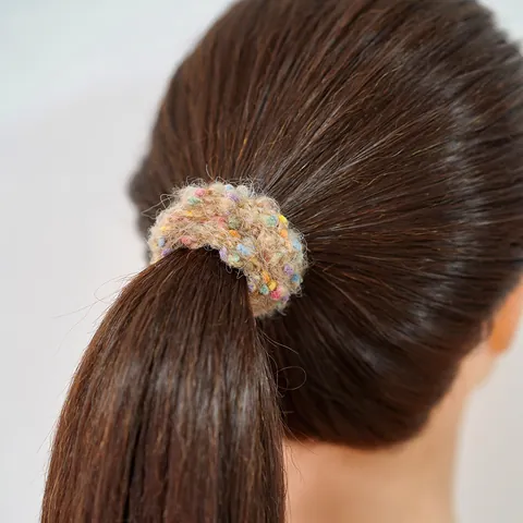 Women's Plush Knit Elastic Hair Scrunchies Colorful Speckled Soft Hair Ties For Girls Autumn Winter Daily Hair Accessories