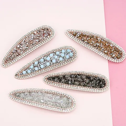 Elegant Rhinestone Crystal Beaded Hair Clip For Women Alloy BB Clip Geometric Korean Style Hairpin Daily Party Hair Accessories