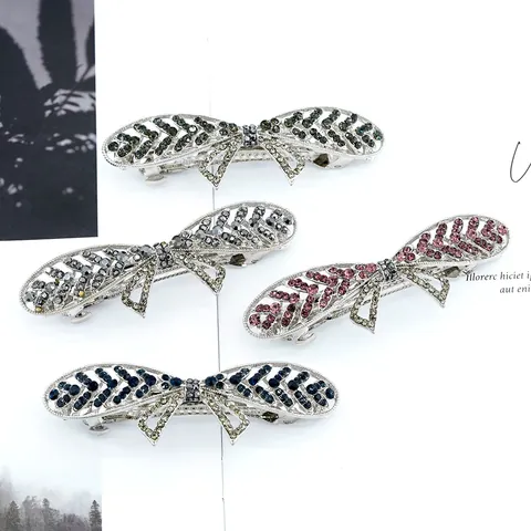 Elegant Alloy Bow Hair Clip For Women With Sparkling Rhinestone Vintage Style Spring Back Clip Fashion Hair Accessory Gift