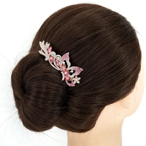 Vintage Alloy Rhinestone Butterfly Hair Comb Elegant Crystal Hair Clip For Women Wedding Party Bridal Headpiece