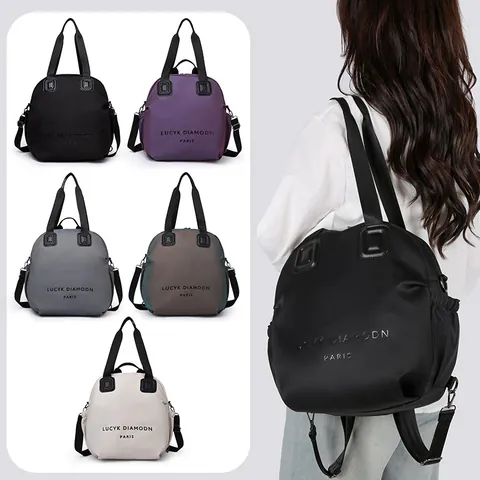 Damen Multifunktionaler Rucksack Mit Großer Kapazität Mode Nylon Umhängetasche Umhängetasche Mit Kontrastnähten Einfache Lässige Reisehandtasche