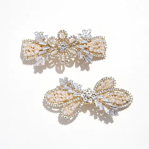 Luxus Zirkon Künstliche Perle Feder Haarspange Legierung Kristall Blume Schneeflocke Ahornblatt Haarschmuck Für Damen Elegant Hochzeit Haarnadel