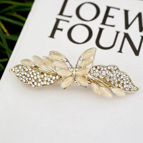 Elegant Alloy Butterfly Spring Hair Clip With Cat Eye Stones Rhinestones Fashion Jewelry For Women Daily Party Accessoires