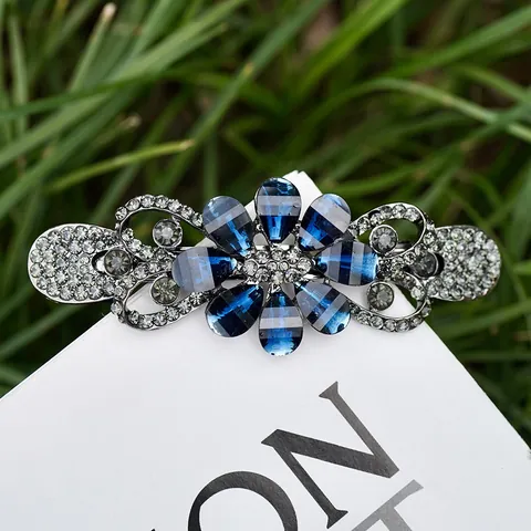 Elegant Alloy Rhinestone Hair Clip For Women Vintage Floral Butterfly Bow Spring Clip Hair Accessory Gold Silver Plated Jewelry Gift