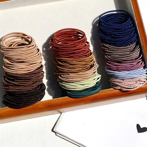 Gomas para el Pelo de Tela de Nailon de Alta Elasticidad en Tarro Bandas de Goma Multicolores Soportes de Coleta Básicos para Mujeres Niños Accesorios para el Cabello Diarios