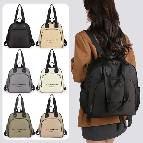 Women Fashion Large Capacity Nylon Backpack Urban Minimalist Multi Functional Shoulder Bag Travel Casual Letter Print Bag