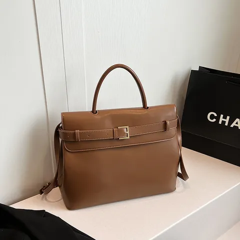 Bolso de Mano para Mujer de Cuero PU de Gran Capacidad de Color Sólido Maletín Vintage Moda Conmutador Hombro Bandolera Minimalista Oficina Bolso