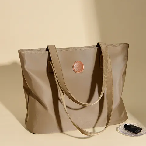 Sac Fourre-tout Décontracté en Tissu Oxford pour Femmes Grande Capacité Couleur Unie Sac à Épaule Style Coréen École