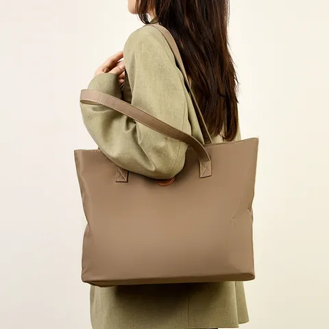 Sac Fourre-tout Décontracté en Tissu Oxford pour Femmes Grande Capacité Couleur Unie Sac à Épaule Style Coréen École