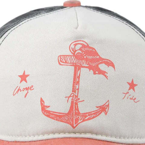 Vintage Washed Cotton Baseball Cap Distressed Frayed Edge Trucker Hat Anchor Printed Adjustable Outdoor Casual Snapback