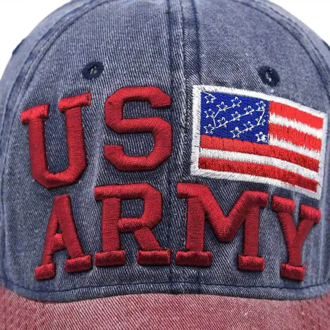 Retro Washed Cotton Baseball Cap US Army Embroidery Flag Patch Distressed Adjustable Sun Hat For Men Women Outdoor Casual