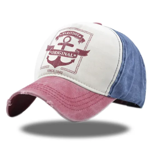 Vintage Distressed Cotton Baseball Cap Maritime Anchor Printed Washed Sun Hat Adjustable Retro Trucker Hat For Outdoor Men Women