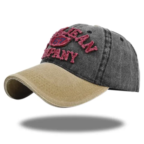 Vintage Washed Cotton Baseball Cap Distressed Embroidery Letter Number Patchwork Sun Hat Adjustable Casual Streetwear Cap