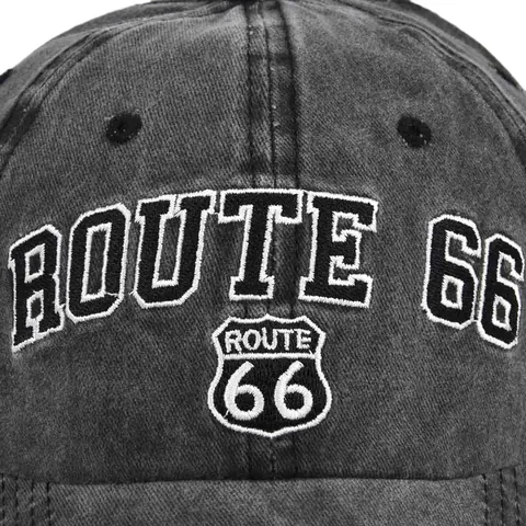 Casquette de Baseball en Coton Délavé Brodée Route 66 Vintage Pour Hommes Femmes Réglable Chapeau de Soleil Rétro Usé Sport de Plein Air