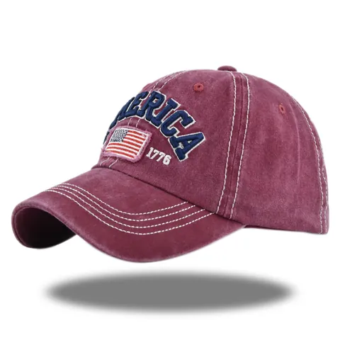 Vintage Washed Cotton Baseball Cap America 1776 Distressed Hat Men Women Independence Day Sun Protection Retro Washed Accessory