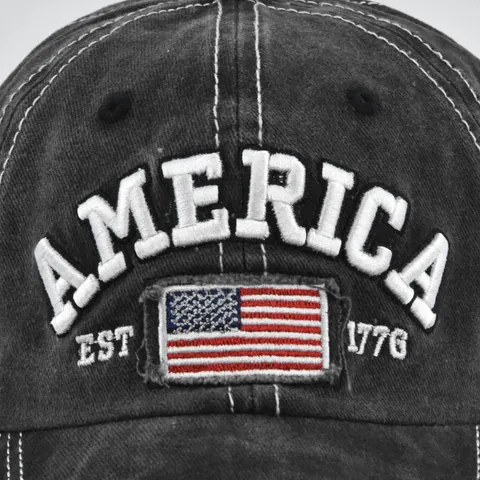 Vintage Washed Cotton Baseball Cap America 1776 Distressed Hat Men Women Independence Day Sun Protection Retro Washed Accessory