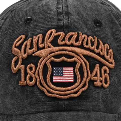 Vintage Washed Cotton Baseball Cap San Francisco Embroidery American Flag Patch Distressed Adjustable Sun Hat Men Women