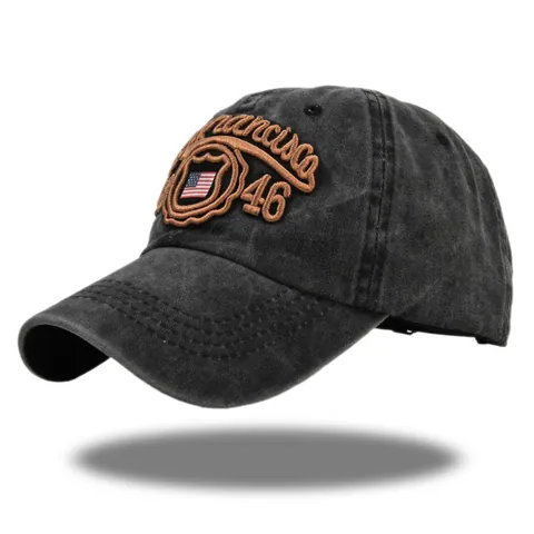 Vintage Washed Cotton Baseball Cap San Francisco Embroidery American Flag Patch Distressed Adjustable Sun Hat Men Women