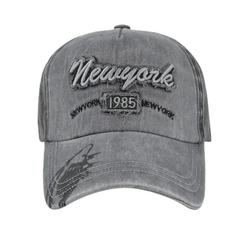 Casquette de Baseball en Coton Lavé Vintage Broderie New York Motif Requin Chapeau de Soleil Réglable Accessoire Hip Hop
