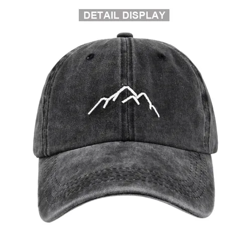 Vintage Washed Cotton Baseball Cap With Mountain Embroidery Adjustable Distressed Dad Hat For Men Women Outdoor Sun Protection Peak Cap