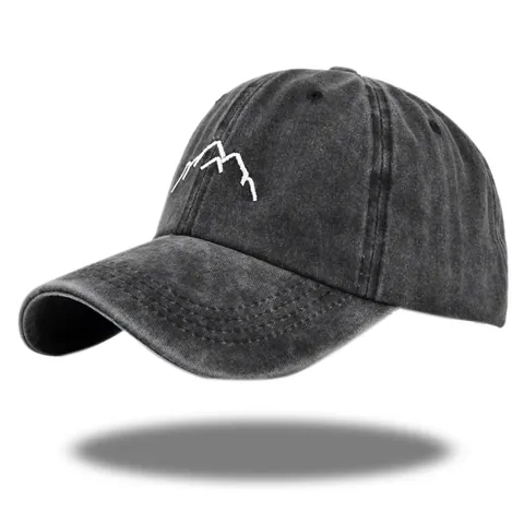 Vintage Washed Cotton Baseball Cap With Mountain Embroidery Adjustable Distressed Dad Hat For Men Women Outdoor Sun Protection Peak Cap