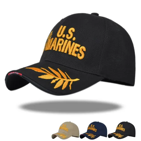 Cappellino da Baseball Tattico U.S. Marines Ricamo Cotone Regolabile Parasole Stile Militare per Uomo Donna All'aperto