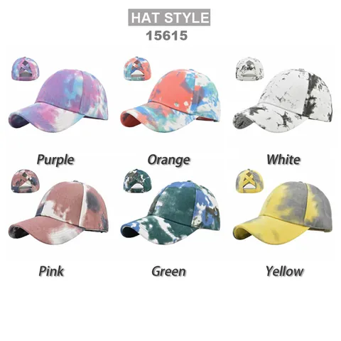 Γυναικείο Casual Tie-Dye Καπέλο Μπέιζμπολ Βαμβακερό Με Τρύπα για Ψηλή Αλογοουρά Ρυθμιζόμενο Καπέλο Προστασίας από τον Ήλιο
