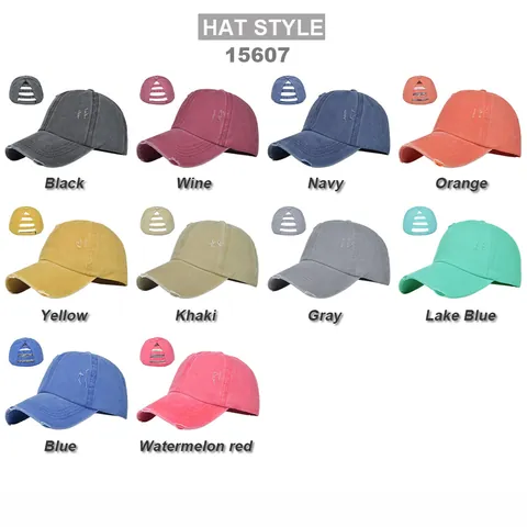 Vintage Distressed Ponytail Washed Cotton Baseball Cap High Bun Ponycap Adjustable Sun Protection Outdoor Fashion Hat Women