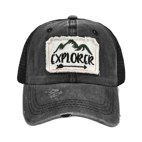 Vintage Washed Distressed Trucker Hat Δίχτυ Αναπνεύσιμο Explorer Mountain Μπάλωμα Υπαίθριο Σκίαστρο Καπέλο Μπέιζμπολ Για Άνδρες Γυναίκες