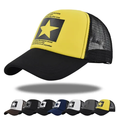 Star Print Trucker Hat Atmungsaktives Mesh Baseball Cap Verstellbarer Snapback Hip Hop Sonnenhut Für Herren Damen Streetwear