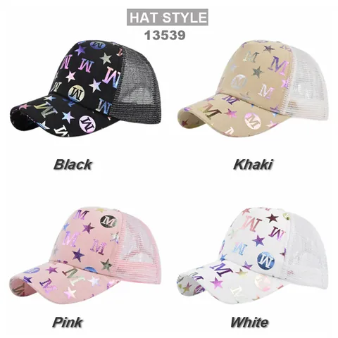 Berretto Trucker Unisex Stampa Lettera M Stella Laser Cappellino da Baseball in Rete Traspirante Regolabile Protezione Solare Estiva