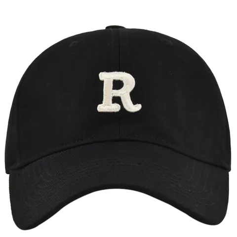 Casquette de Baseball Brodée Lettre R 100% Coton Bord Incurvé Réglable Chapeau Pare-Soleil Polyvalent Hommes Femmes