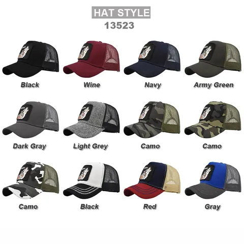 Wolf Embroidery Trucker Hat Breathable Mesh Baseball Cap For Men Women Adjustable Snapback Outdoor Sun Protection Hat
