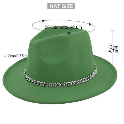 Vintage Wollfilz Fedora Hut Mit Silberner Metallkette Breiter Krempe Jazz Hut Für Herren Damen Stilvolle Herbst Winter Kopfbedeckung