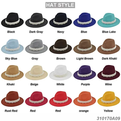 Chapeau Fedora à Large Bord pour Femme Élégant Chapeau Jazz en Feutre de Laine Avec Décoration de Bande de Perles Chapeau de Soleil Vintage pour Hommes Femmes