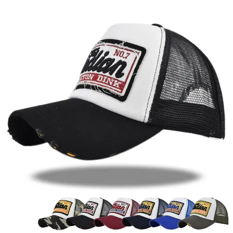 Distressed Vintage Trucker Hat Mesh Baseball Cap With Indian No.7 Embroidery Patch Adjustable Sun Hat For Men Women