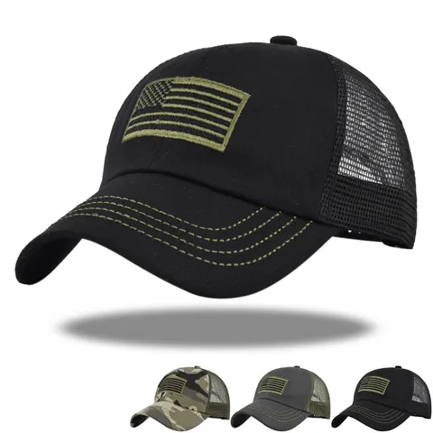 US Flag Embroidered Mesh Baseball Cap Trucker Hat For Men Women Tactical Camouflage Outdoor Sports Sun Hat Adjustable Snapback Cap