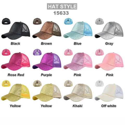 Cappello da Baseball da Donna con Paillettes e Coda di Cavallo Mesh Regolabile Trucker Hat Traspirante Protezione Solare Accessorio Moda