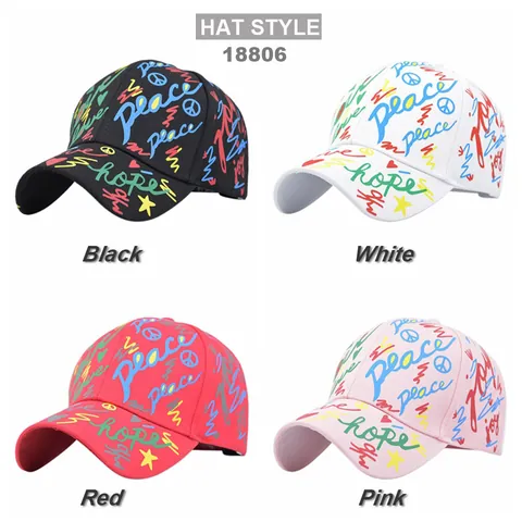 Baumwolle Graffiti Baseballkappe Für Damen Herren Personalisierte Peace Hope Druck Verstellbarer Sonnenhut Outdoor Casual Hat