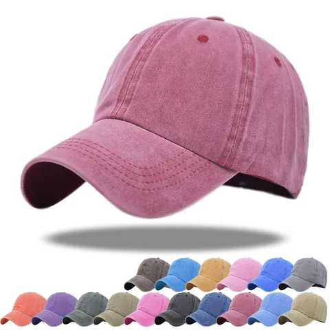 Berretto da Baseball in Cotone Lavato Vintage per Uomo Donna Tinta Unita Regolabile Retro Distressed Dad Hat Sport Cap