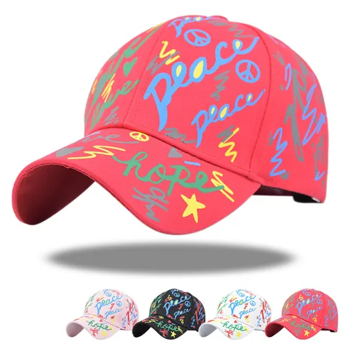 Baumwolle Graffiti Baseballkappe Für Damen Herren Personalisierte Peace Hope Druck Verstellbarer Sonnenhut Outdoor Casual Hat