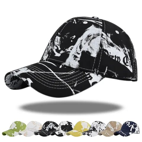 Tie Dye Graffiti Baseball Cap For Men Women Cotton Splatter Peaked Cap Adjustable Streetwear Fashion Sun Hat Trucker Cap