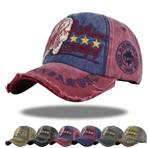 Vintage Distressed Washed Cotton Baseball Cap For Men Women Indian Patch Embroidery Fashion Jamont Snapback Hat Sun Protection