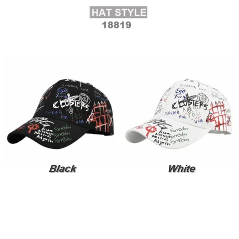 Casquette de Baseball en Coton Style Street Graffiti Unisexe Ajustable Hip Hop Chapeau de Soleil Pour Sports de Plein Air