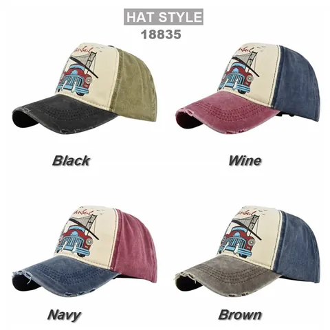 Vintage Istanbul Printed Cotton Baseball Cap Washed Distressed Patchwork Trucker Hat Retro Car Bridge Sun Hat For Men Women