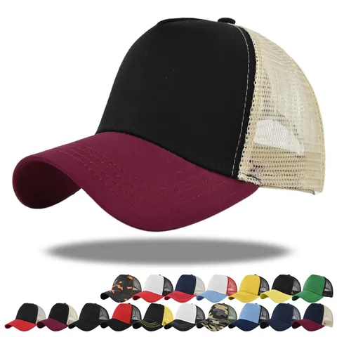 Unisex Adjustable Cotton Mesh Trucker Hat Breathable Solid Color Camouflage Baseball Cap For Outdoor Sports Sun Hat