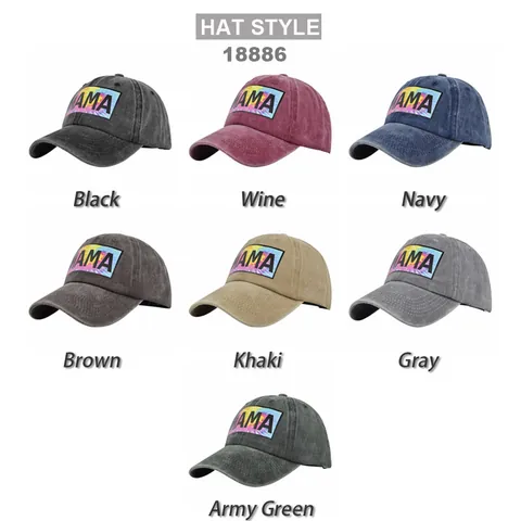 Washed Cotton Baseball Cap For Women Retro Mama Embroidered Tie Dye Patch Adjustable Sun Hat Distressed Streetwear Headwear