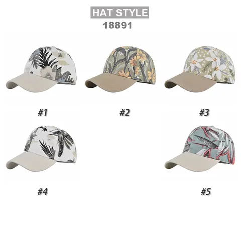 Vrouwen Mannen Tropische Bloemenprint Honkbalpet 100% Katoen Verstelbaar Outdoor Zonbescherming Ademend Mode Vakantie Snapback Hoed