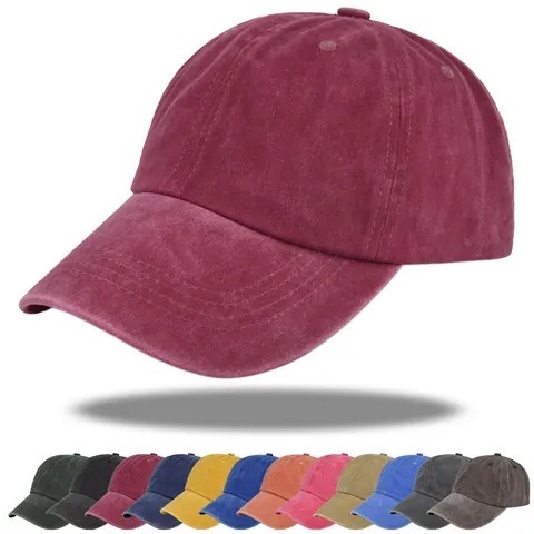 Gorra de Béisbol de Algodón Lavado Vintage para Hombre Mujer Ajustable Color Sólido Copa Blanda Sombrero de Sol Casual