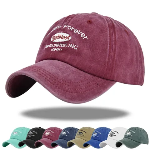 Berretto da Baseball in Cotone Lavato Vintage Ricamato Lettera 1991 Cappello da Sole Regolabile per Uomo Donna Streetwear